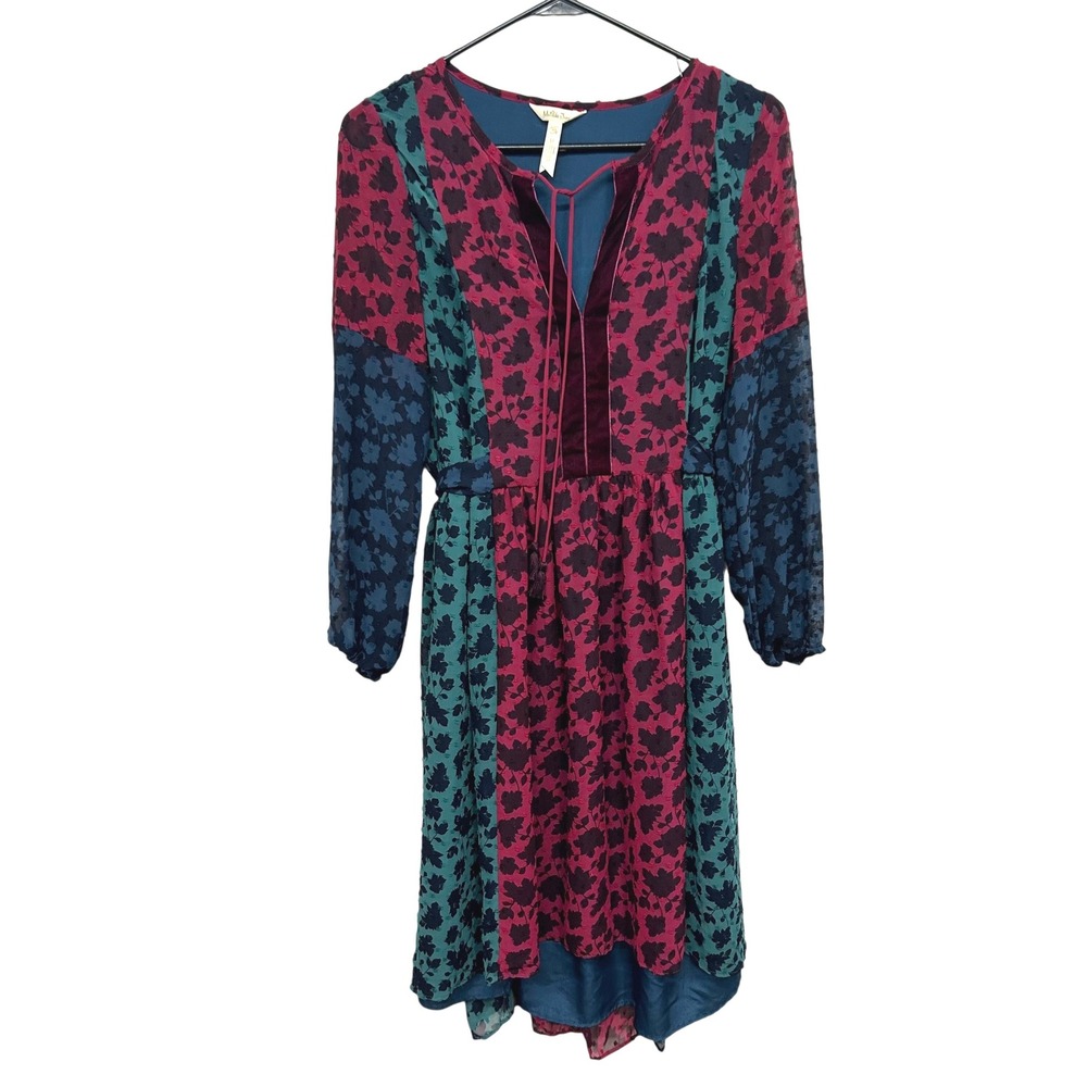 Matilda Jane XS Floral Patchwork‎ Tie Neck Long Sleeve Cottagecore